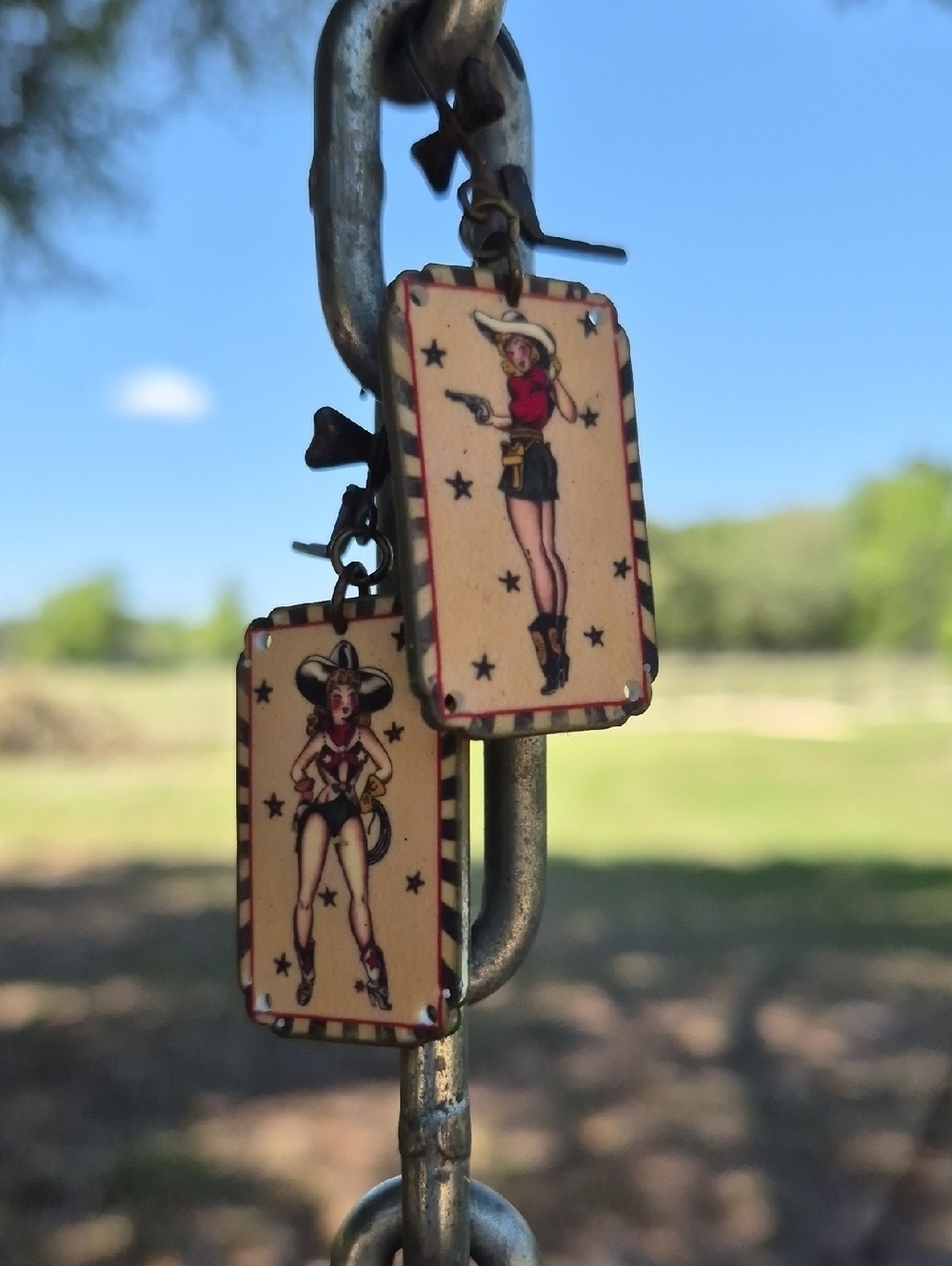 Hand Crafted One Of A Kind Classy Vintage Cowgirl Dangle Earrings